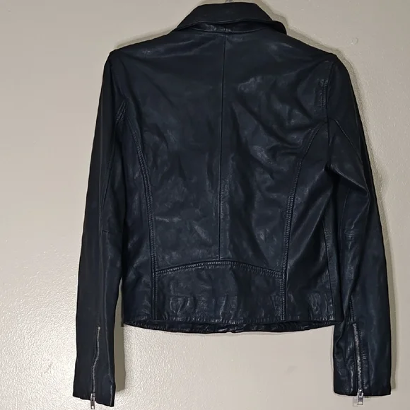 Lucky Brand Black Lamb Leather motor Jacket Size XS